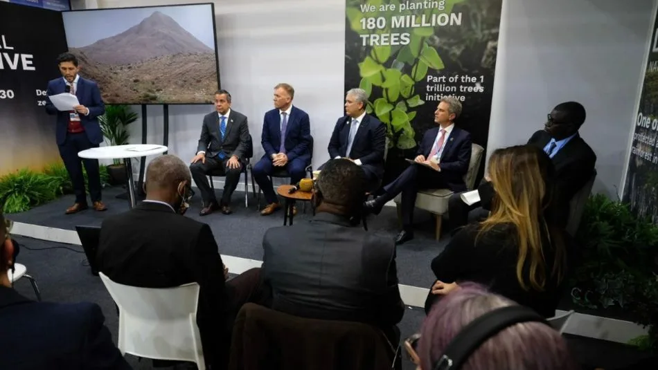 Panel at the Colombia pavilion during COP26, SEC Centre, Glasgow.